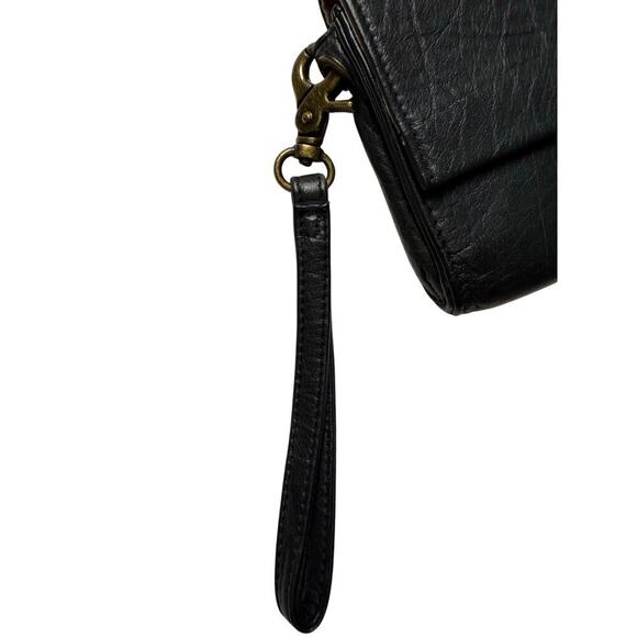 Day and Mood Black Leather Wristlet with Clutch Coin Purse Wallet - Picture 4 of 13